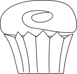Hand drawn cupcake illustration on transparent background.
