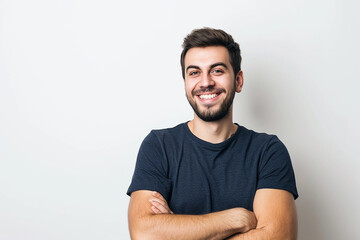 Obraz premium portrait of happy man arm crossed on white isolated background