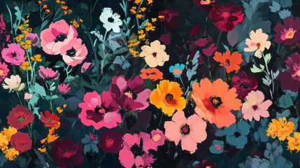abstract dark floral impressionist art design