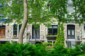 Victorian houses in Le plateau Mont Royal borough in Montreal, Quebec