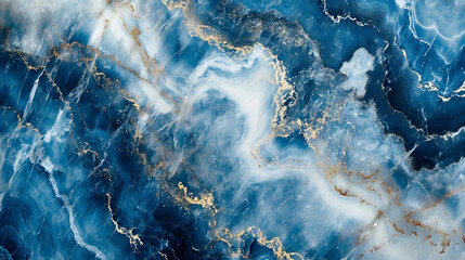 abstract background, white blue marble with gold glitter veins, stone texture - Powered by Adobe