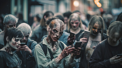 Zombies with Mobile Phones - obrazy, fototapety, plakaty