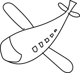 Hand drawn airplane illustration on transparent background.

