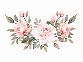 Iluustration of roses arrangement on white