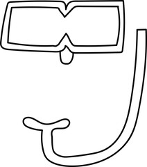 Hand drawn diving equipment illustration on transparent background.