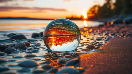 Fototapeten glass transparent ball at sunset © EwaStudio