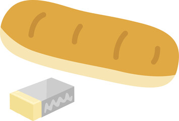 給食のコッペパンのイラスト