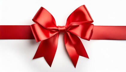 red ribbon bow on background cutout