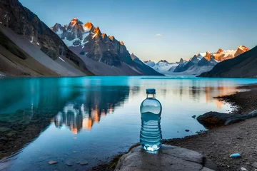 Deurstickers fresh water bottle presentation , mountain lake landscape © eric