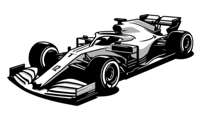 Foto op Plexiglas Image of a Formula 1 motorsport speed car vector illustrated halfside silhouette shadows racing © Geocross