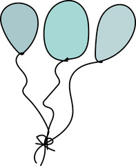 Hand drawn balloon illustration on transparent background.

