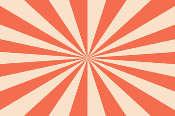 Coral Sun rays Retro vintage style on white background, Sunburst Pattern Background. Rays. Summer Banner illustration