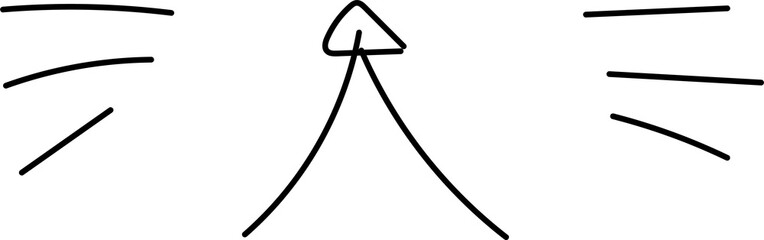 Cute cartoon cat illustration on transparent background.