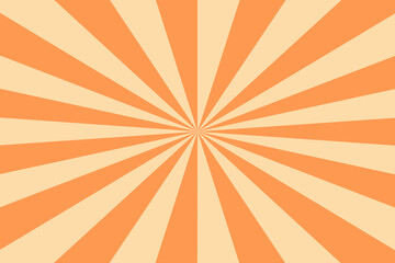 Coral Sun rays Retro vintage style on white background, Sunburst Pattern Background. Rays. Summer Banner illustration
