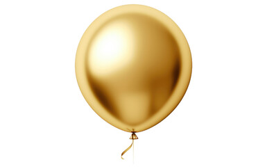 3D image of Gold Round Foil Balloon isolated on transparent background.