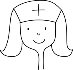 Hand drawn nurse illustration on transparent background.
