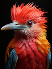 surreal acrobatic portrait of a colorful bird created with Generative Ai
