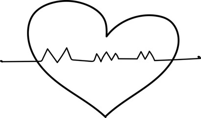 Hand drawn heart illustration on transparent background.
