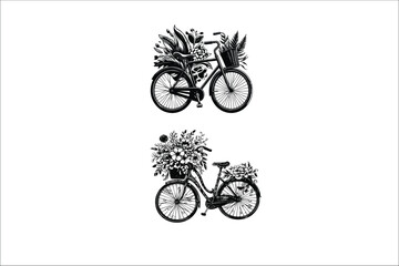 Floral  Bicycle Vector Illustration 