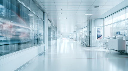 Blurred interior of abstract hospital - obrazy, fototapety, plakaty
