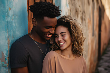 Obraz na płótnie Canvas Happy smiling couple, diversity concept 