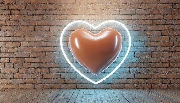 heart love symbol health cardio sign on brick wall cyber tech romance valentine day andconcept concept abstract 3d rendering