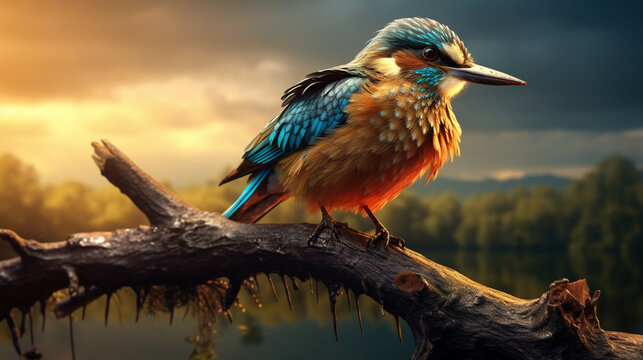 A realistic photography photo about bird, full body created with Generative Ai