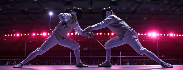 Fencing in the Olympics summer games - obrazy, fototapety, plakaty