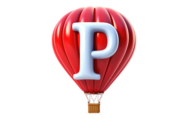 Letter P balloon, 3D image of Letter P Balloon isolated on transparent background.