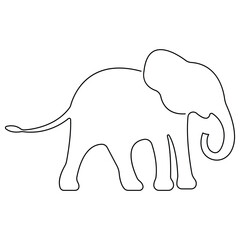 Continuous single line drawing of elephant wild animal national park conservation, Safari zoo concept world animal day outline vector illustration