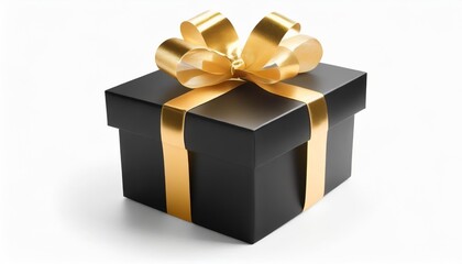 3d icon of a black gift box with gold wrapping ribbon