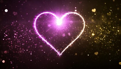 neon lights heart with shiny and glowing particles valentines day and love concept background