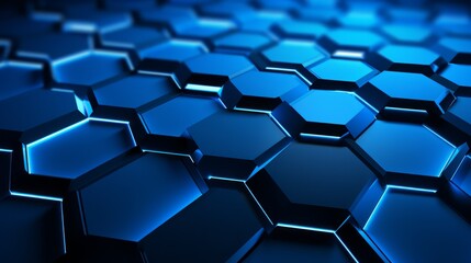 Futuristic Blue Hexagonal Pattern with Light Effects