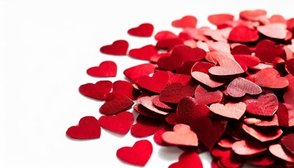 red hearts confetti background for valentine or celebrations on transparency photo png file
