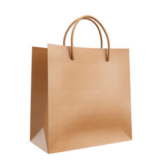 Craft paper shopping bag isolated on white or transparent background, png clipart, design element. Easy to place object on any other background.