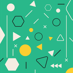 Green abstract background poster with shapes