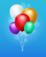 Multicolored helium balloons bunch