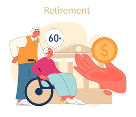 Retirement Readiness concept. A senior couple focuses on financial health for their post-retirement life, symbolizing preparedness and support.