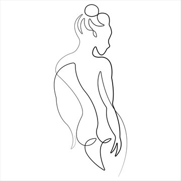 recommend clip art: Beauty woman body one line art drawing naked female body outline vector illustration