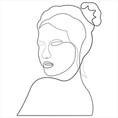 Beauty woman body one line art drawing naked female body outline vector illustration