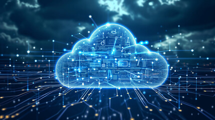 Cloud computing transfer big data on internet. Technology concept
