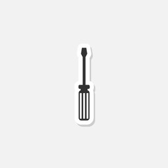 Screwdriver icon sticker isolated on gray background