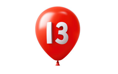 3D image of Number 13 Birthday Candle isolated on transparent background.