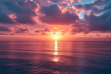 Fototapeta na wymiar A hopeful image of a sunrise over a calm sea, symbolizing a new beginning and hope in mental health awareness.
