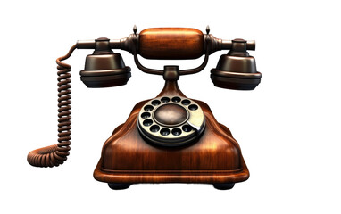 3D image of Old Telephone isolated on transparent background.