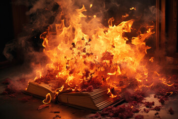 Obraz premium Burning old book.
