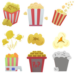 various types of popcorn, pop corn cup, pop corn single icon