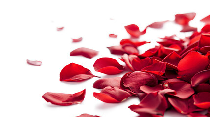 Beautiful red heart-shaped petals isolated on a white background