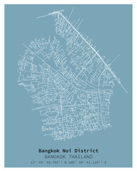 Street map of Bangkok Noi District Bangkok,THAILAND ,vector image for digital marketing ,wall art and poster prints.