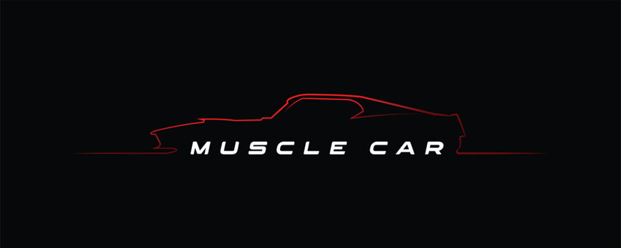 muscle car simple outline vector minimal car logo for sports performance car